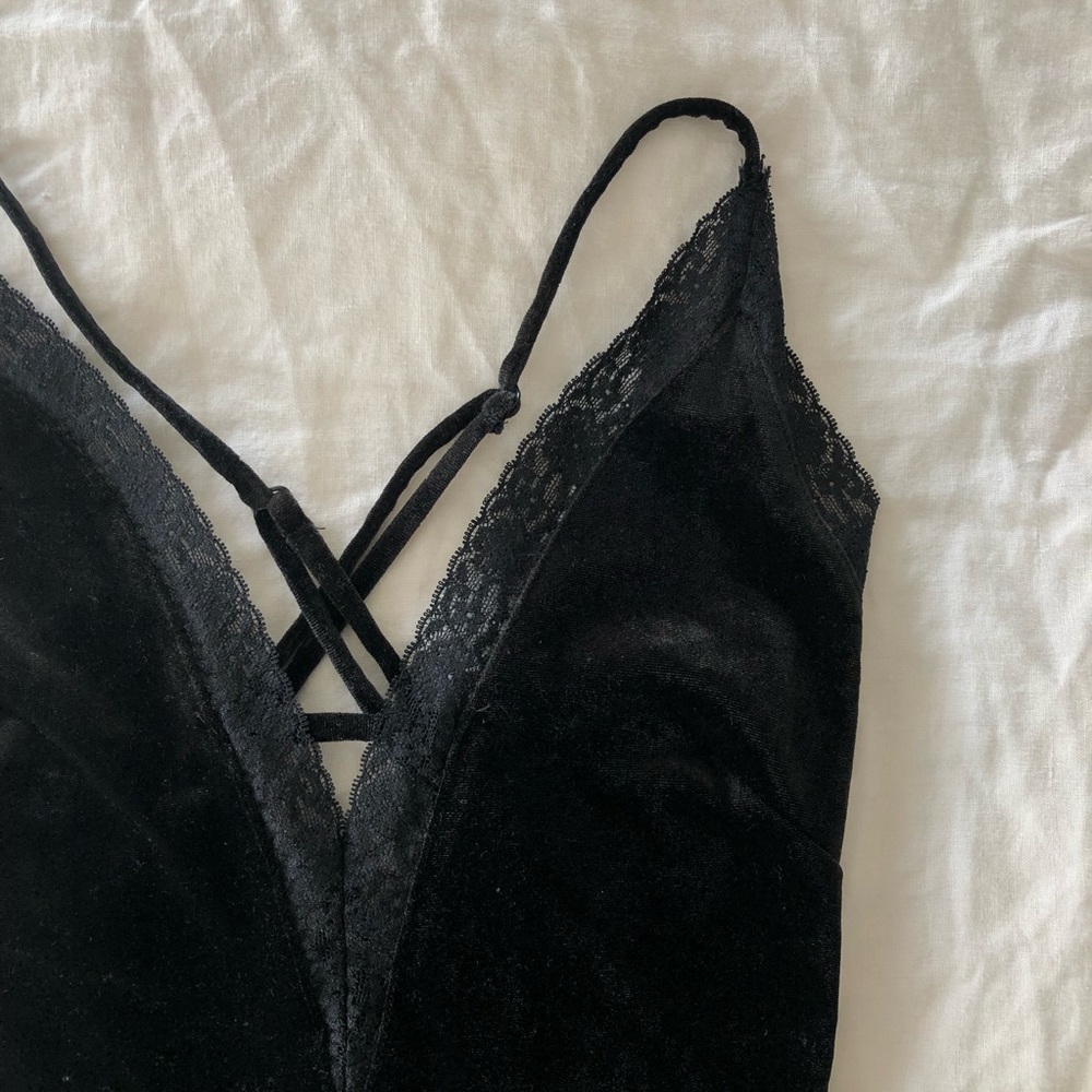 Velvet lace bodysuit